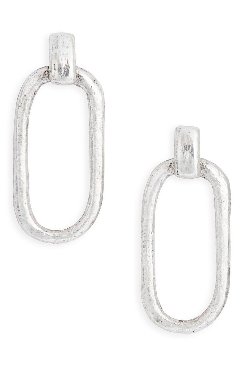 Hammered Link Drop Earrings, Main, color, SILVER