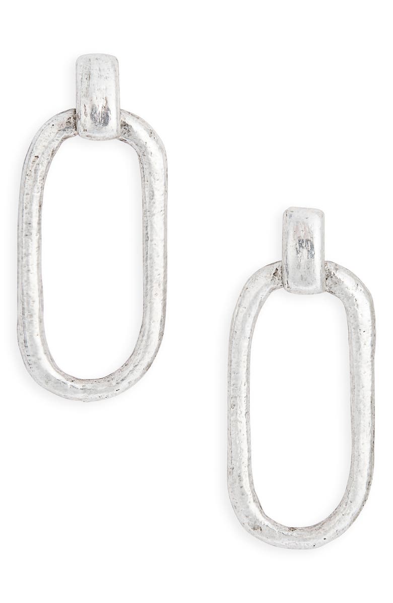 Karine Sultan Hammered Link Drop Earrings, Main, color, Silver