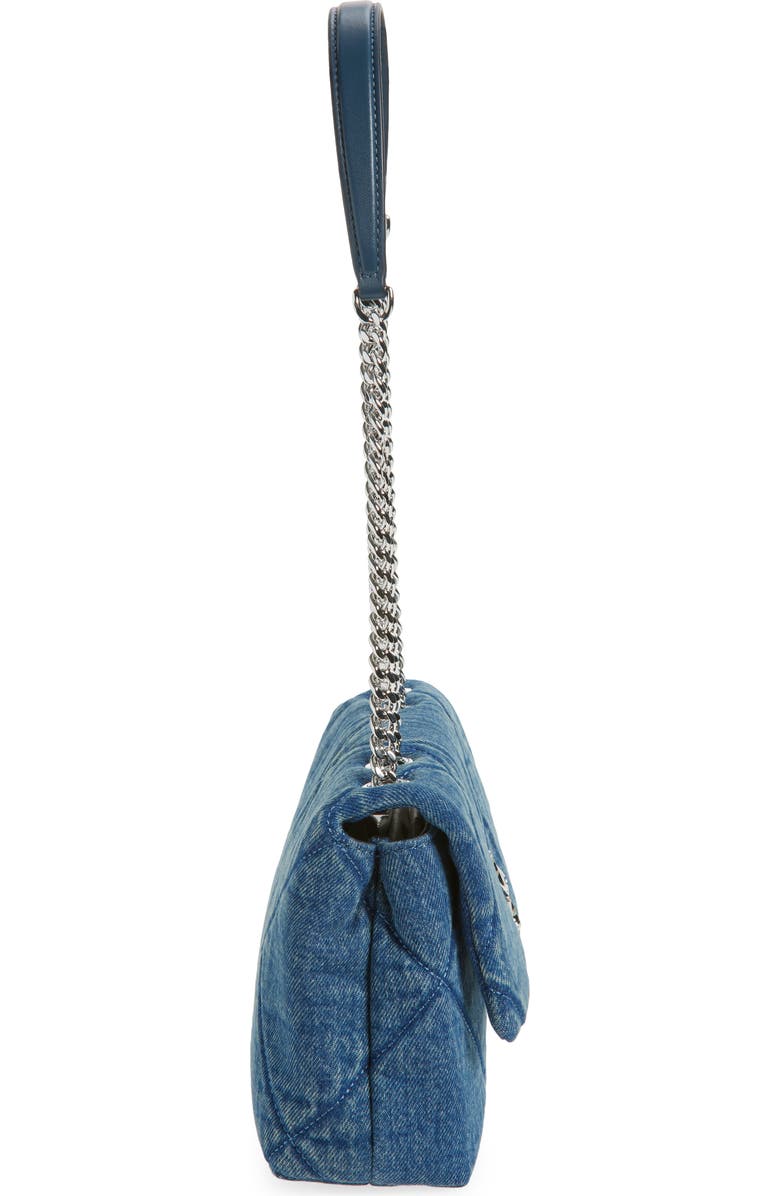 Tory Burch Small Kira Quilted Denim Crossbody Bag, Alternate, color, Blue