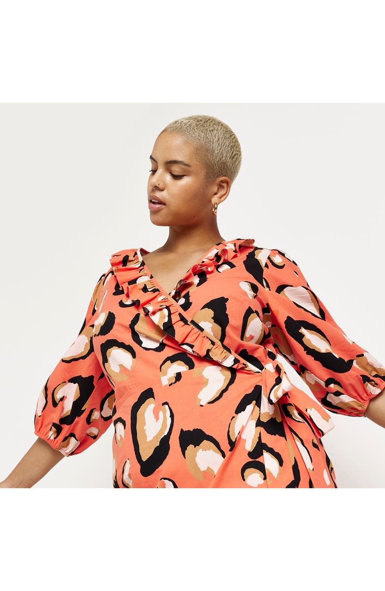 River Island Wilma Leopard Print Side Tie Midi Dress, Alternate, color, 