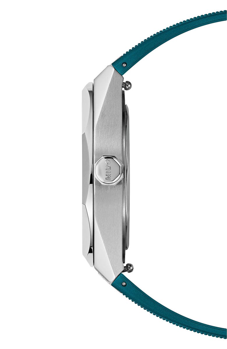 MIDO Multifort 8 One Crown Automatic Rubber Strap Watch, 40mm, Alternate, color, Blue