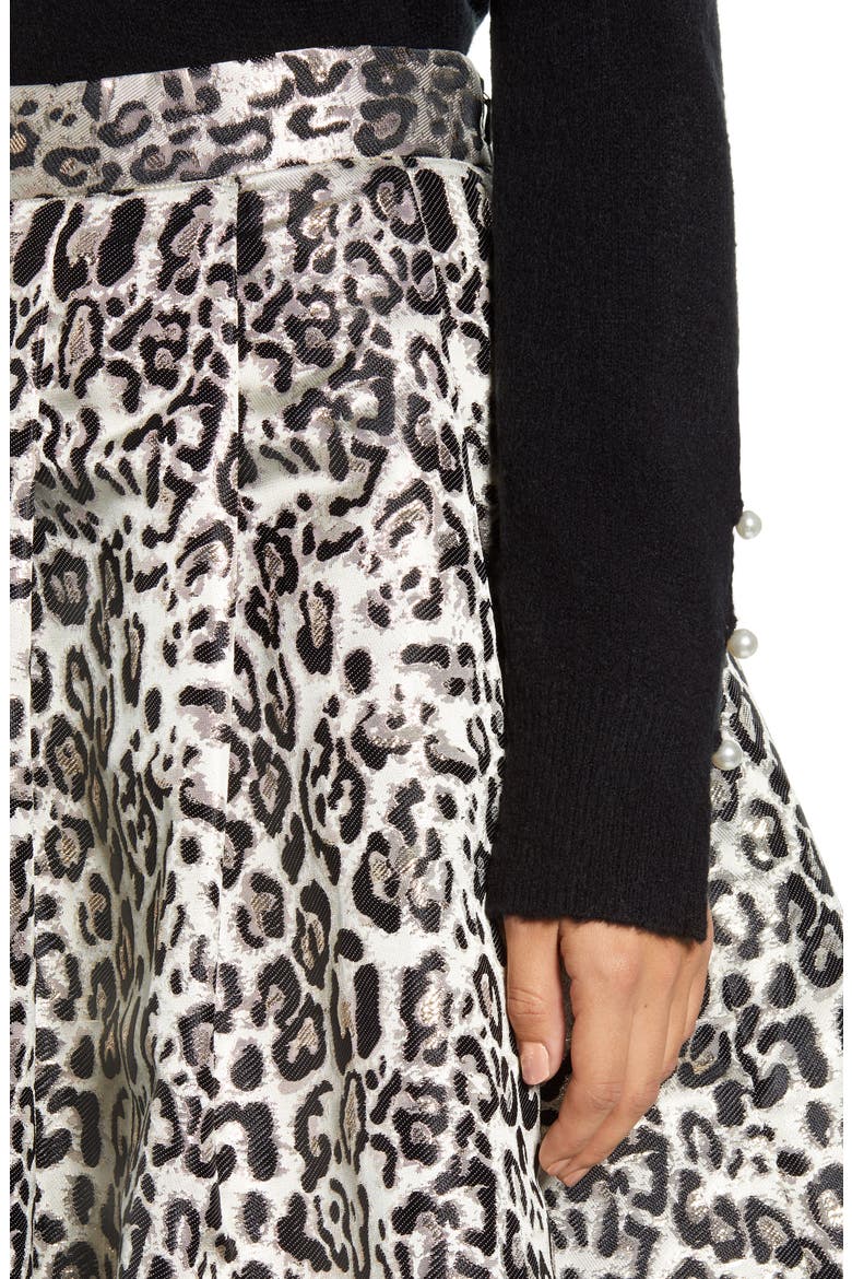 Metallic Leopard Jacquard Full Skirt, Alternate, color, TAN METALLIC LEOPARD