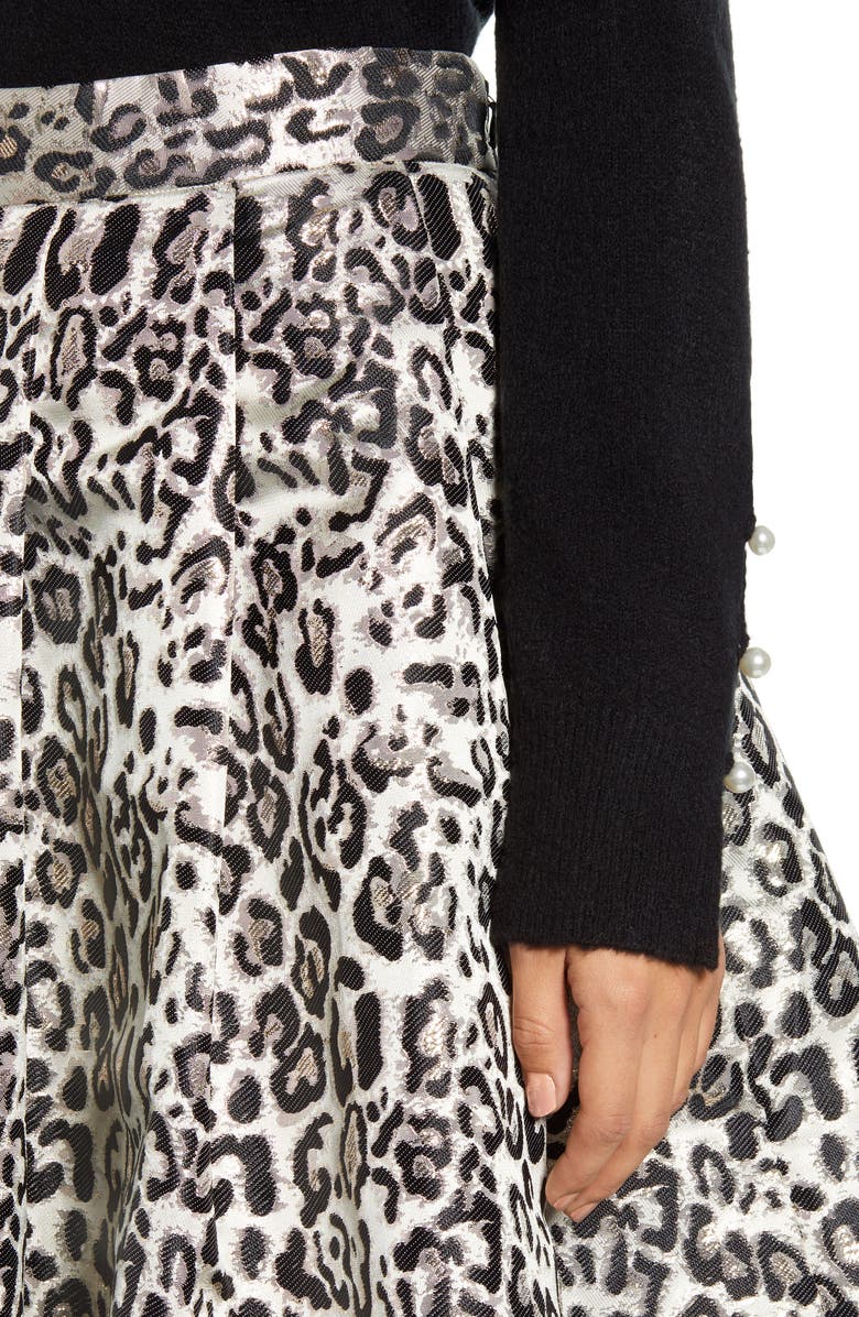 Rachel Parcell Metallic Leopard Jacquard Full Skirt, Alternate, color, 