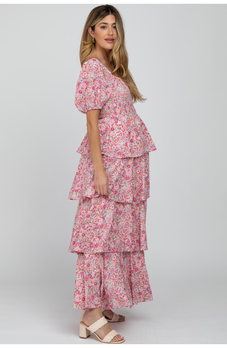 PinkBlush Floral Square Neck Ruffle Layered Maxi Dress, Alternate, color, Pink