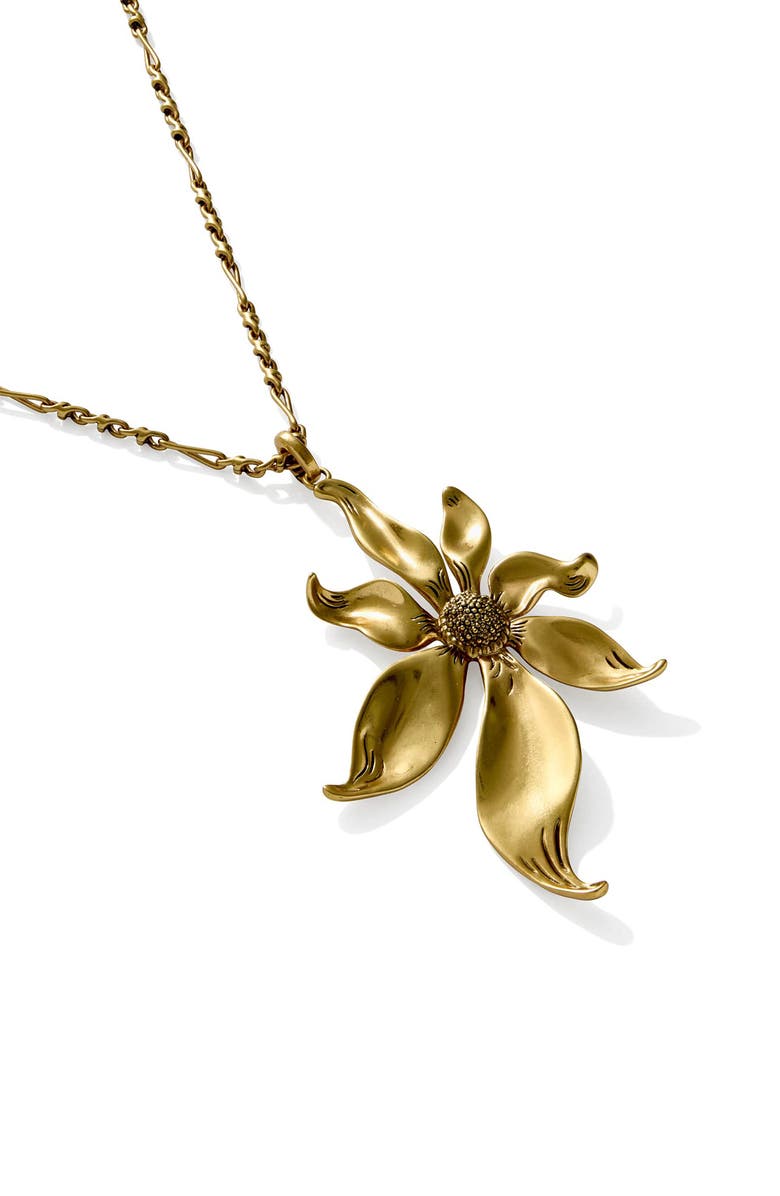 Kendra Scott Anya Flower Pendant Necklace, Alternate, color, Vintage Gold