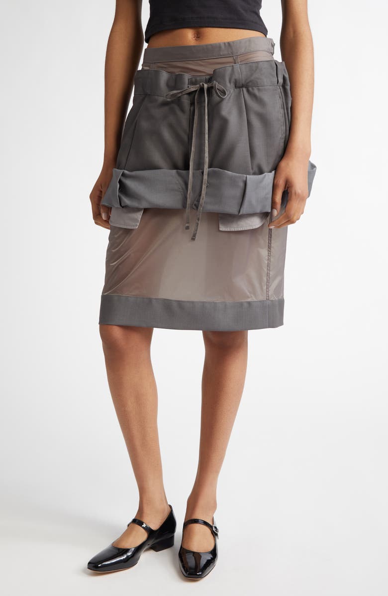Maison Margiela Layered Mixed Media Skirt, Main, color,