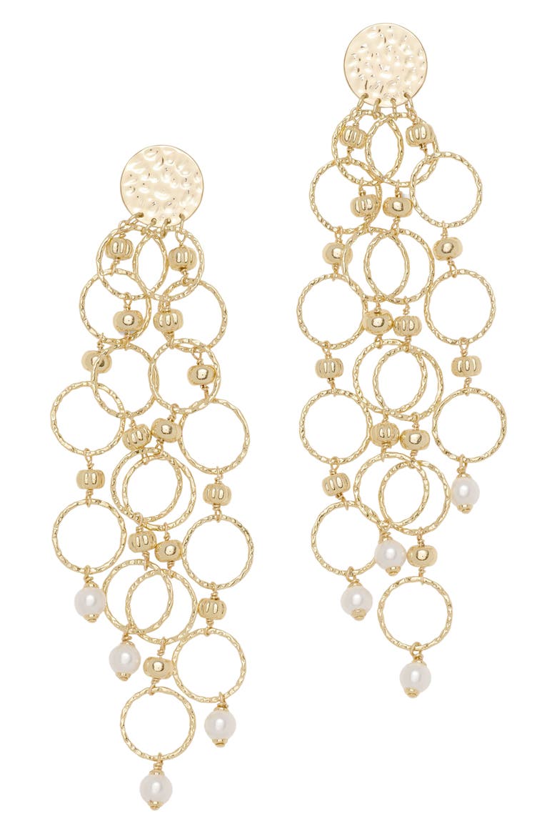 Lila Beaded Chandelier Earrings, Main, color, GOLD