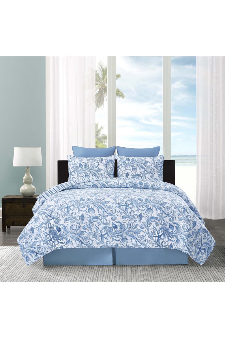 Tidal Waves Full/Queen 3-Piece Quilt Bedding Set, Alternate, color, Blue