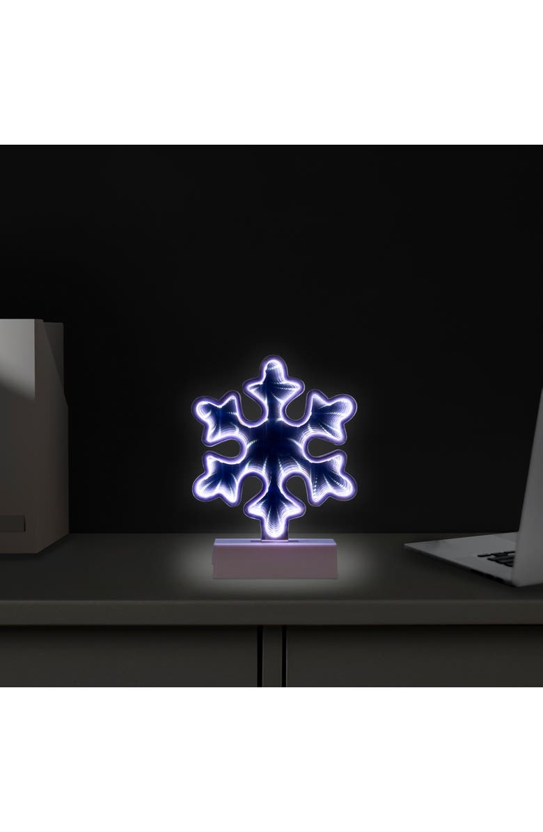Northlight LED 3D Snowflake Christmas Infinity Mirror Light - 7.75", Alternate, color, White