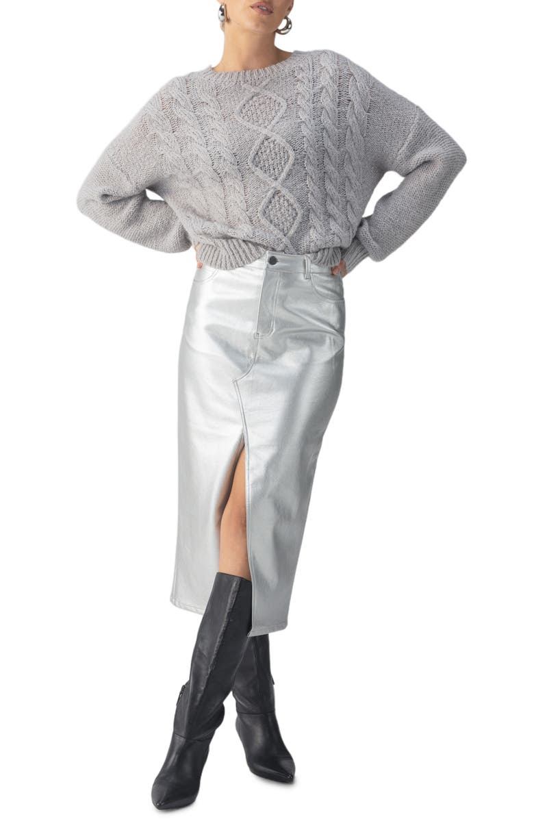 Sanctuary Cozy Cable Stitch Crewneck Sweater, Alternate, color,