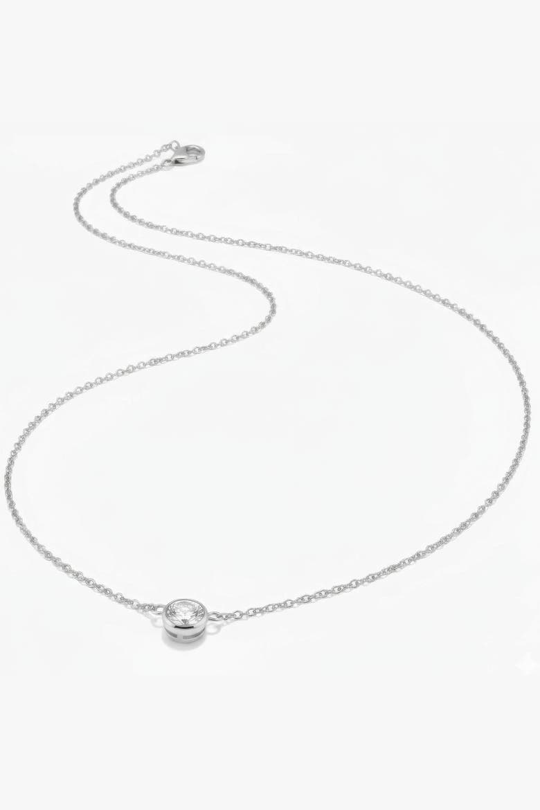 14K Solid Gold 0.5 cttw Luminous Lab Diamond Bezel Necklace, Alternate, color, White Gold, Lab Diamonds
