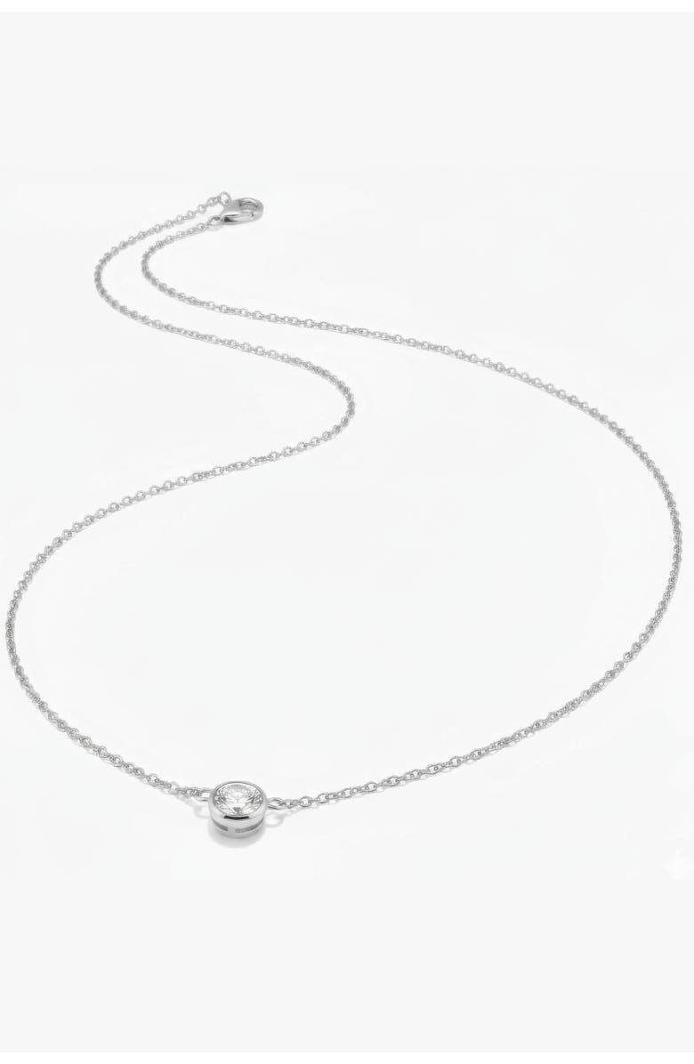 Oradina 14K Solid Gold 0.5 cttw Luminous Lab Diamond Bezel Necklace, Alternate, color, White Gold, Lab Diamonds