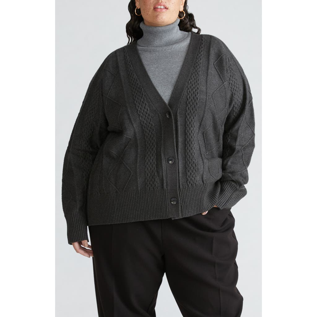 Universal Standard Mixed Cable Stitch Cardigan In Graphite