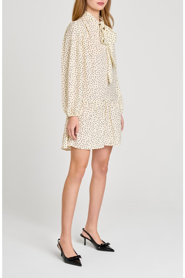 Kate Polka Dot Long Sleeve Dress, Alternate, color, CREAM POLKA DOT