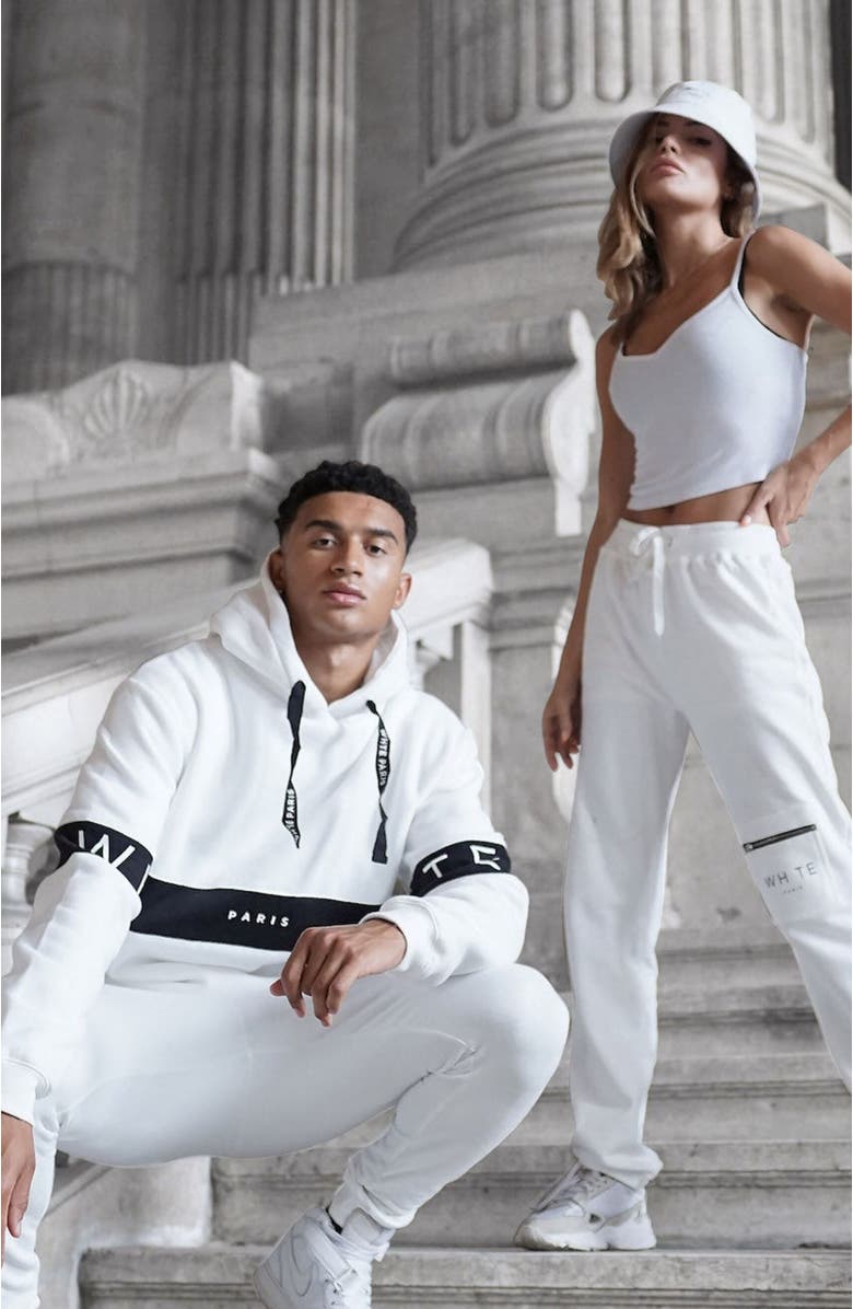 Blvck Whte Zip Pocket Sweatpants, Alternate, color, White