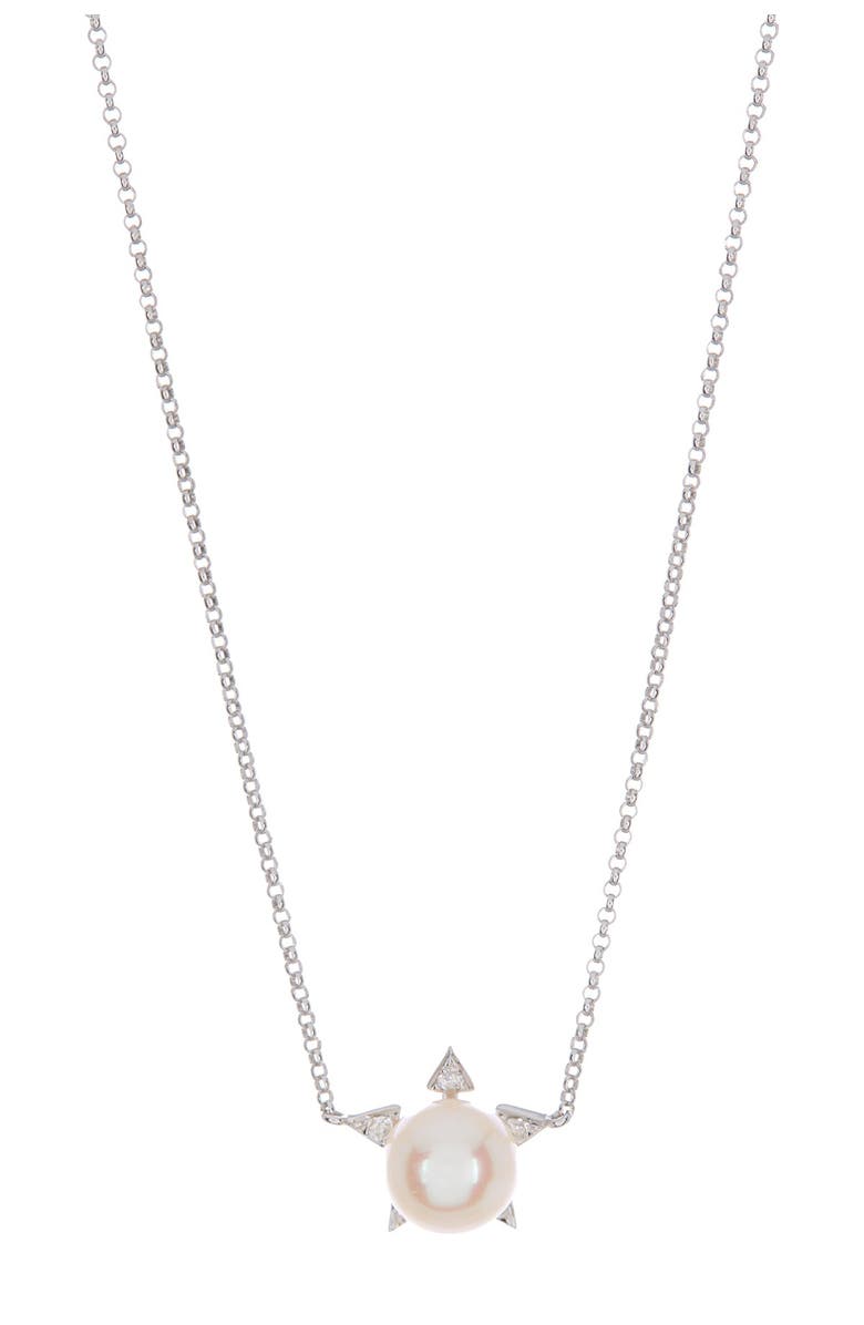 RON HAMI 14K White Gold Diamond & Freshwater Pearl Star Pendant Necklace - 0.06ct., Main, color, White Gold/Diamond/Pearl