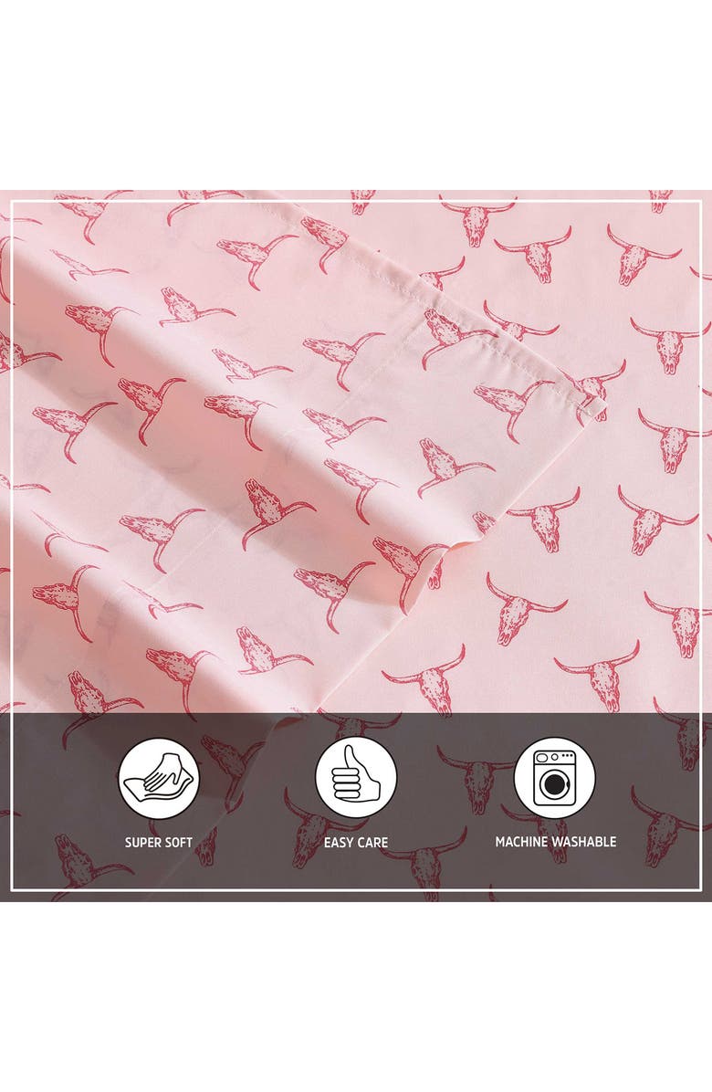 Wrangler Steer Skulls Sheet Set, Alternate, color, Pink