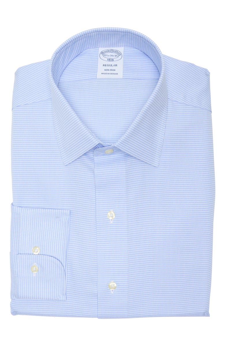 Brooks Brothers Regular Fit Non-Iron Dress Shirt, Alternate, color, Hydrangea Diamond