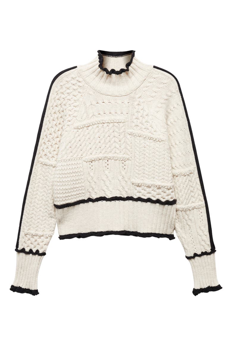 MANGO Mock Neck Cable Knit Sweater, Main, color, 
