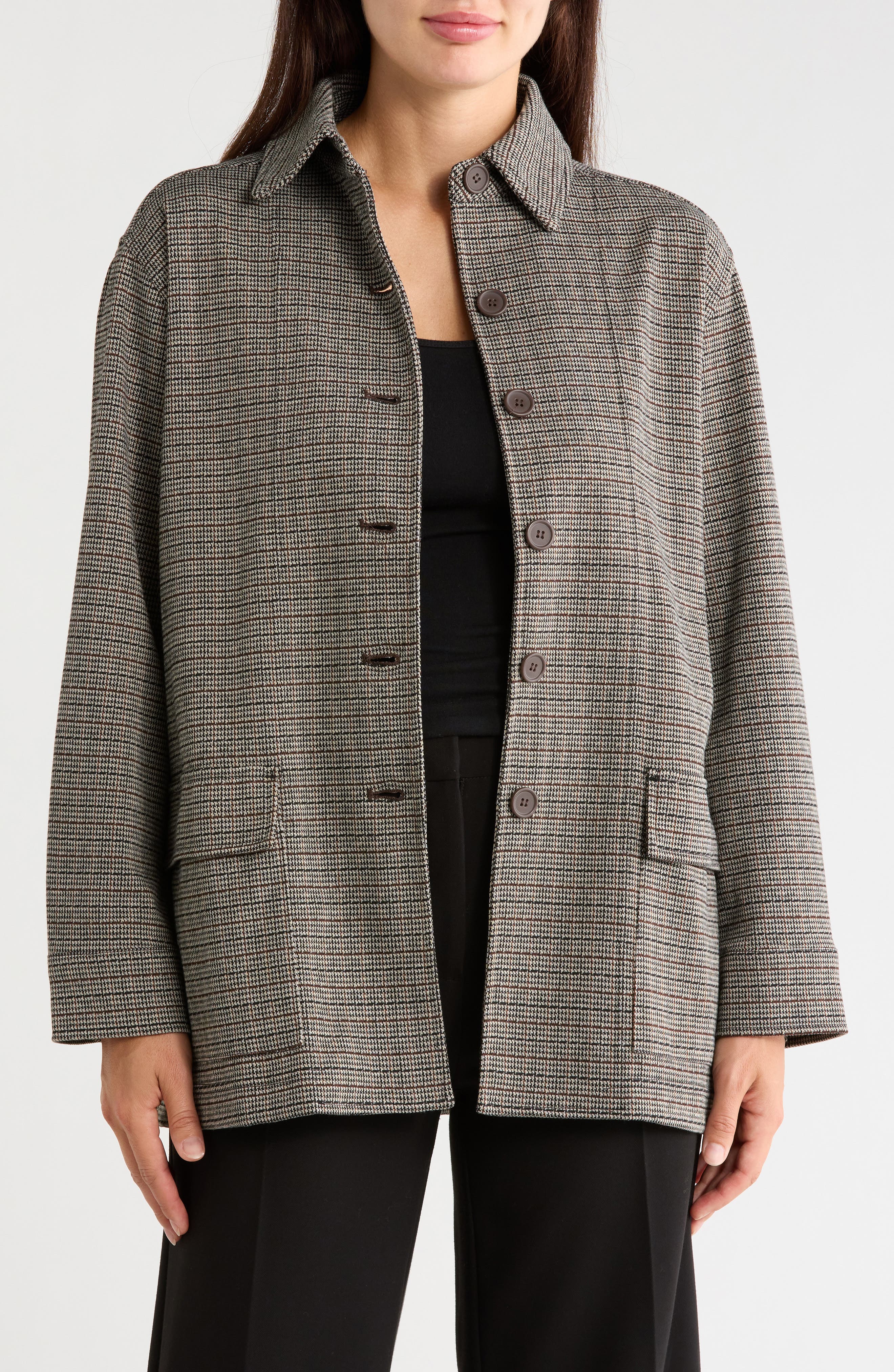Houndstooth Button Front Jacket