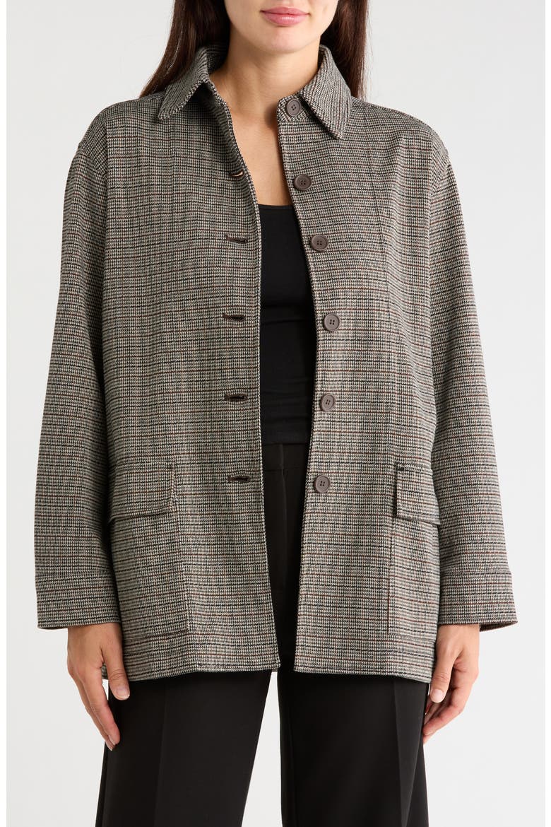 Houndstooth Button Front Jacket, Main, color, BLACK/ BROWN