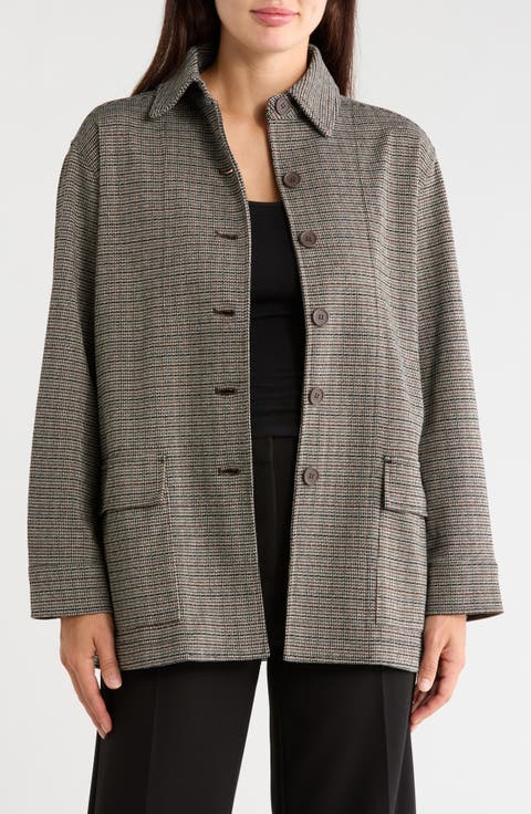 Houndstooth Button Front Jacket