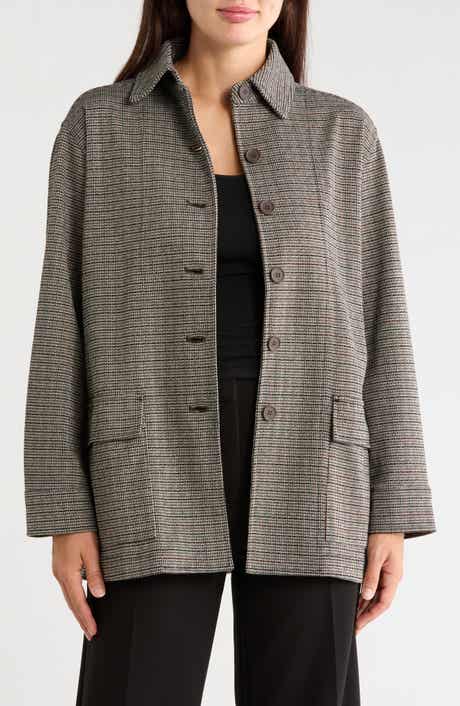 Houndstooth Button Front Jacket