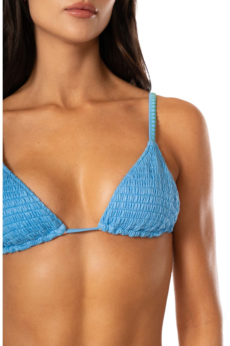 Ocean Drift Row Smocked Reversible Bikini Top, Alternate, color, BLUE