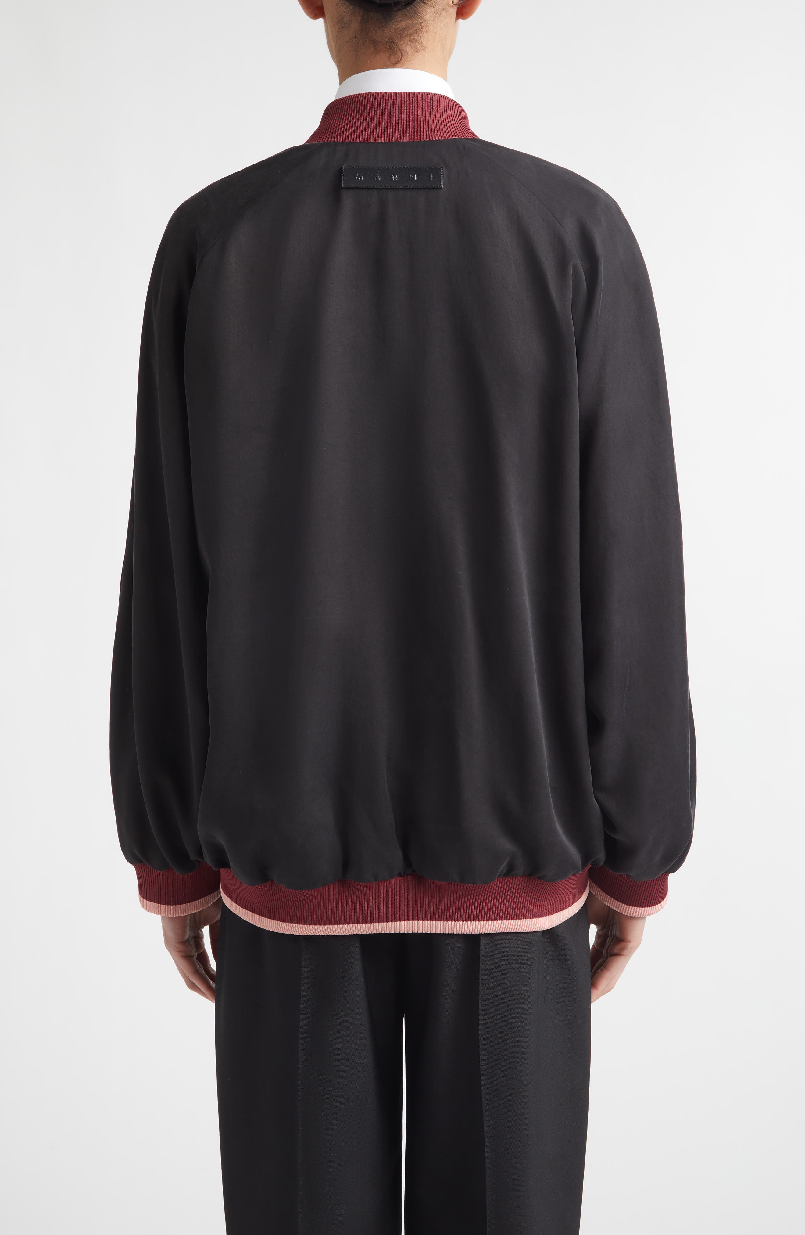 Sequin Flowers Satin Bomber Jacket - image 2