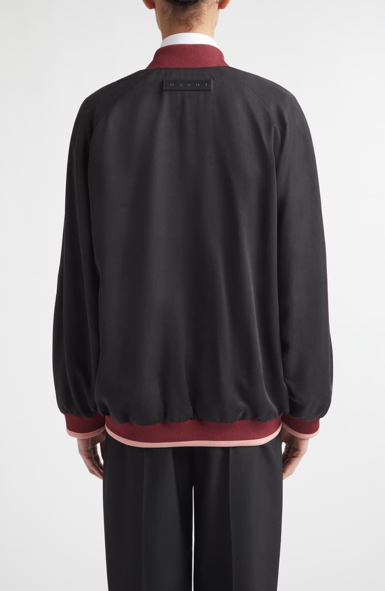 Marni Sequin Flowers Satin Bomber Jacket, Alternate, color, 00N99 Black