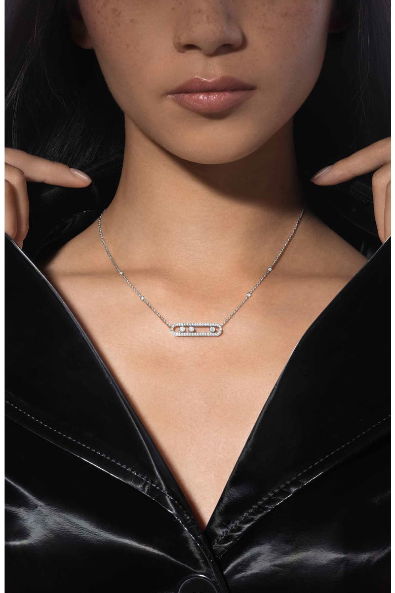 Move Pavé Diamond Pendant Necklace, Alternate, color, WHITE GOLD