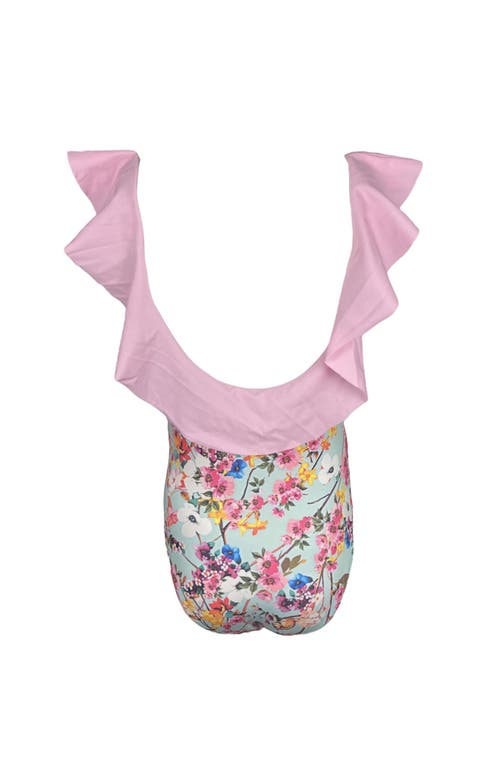 Nessi Byrd Kids' Floral Ruffle Bow Detail One-piece Swimsuit