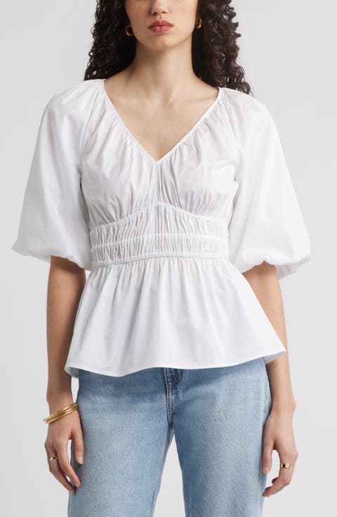 Puff Sleeve Cotton Poplin Shirt