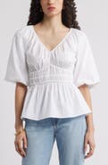 Nordstrom Puff Sleeve Cotton Poplin Shirt