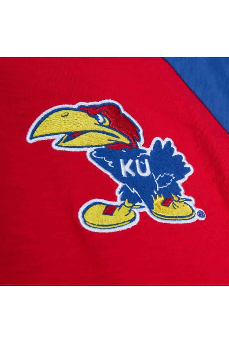 Men's Mitchell & Ness Red Kansas Jayhawks Legendary Slub Raglan Long Sleeve T-Shirt, Alternate, color, Red
