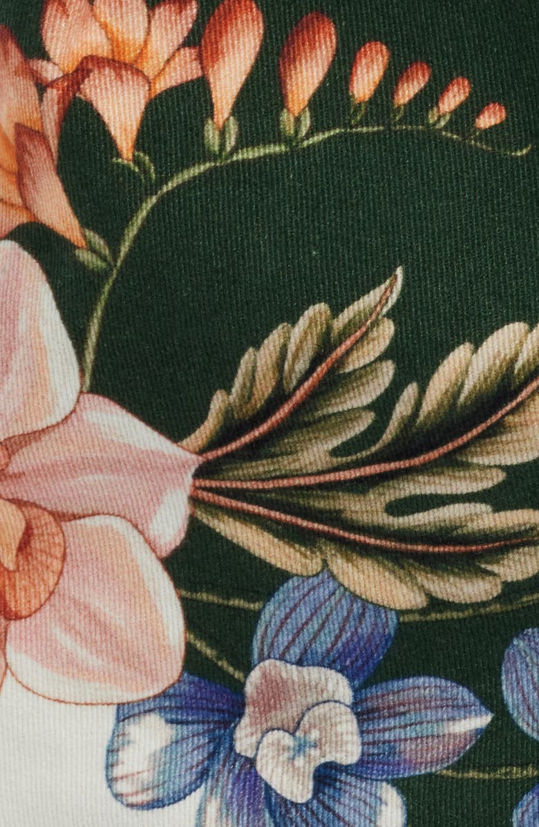 FARM Rio Berry Garden High Rise Belted Cotton Twill Shorts, Alternate, color, Berry Garden Black