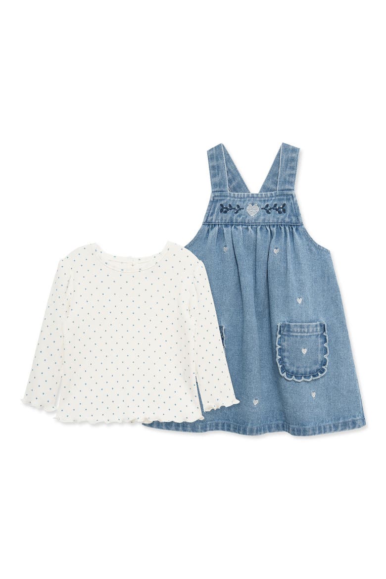 Heart Denim Jumper Set, Alternate, color, DENIM
