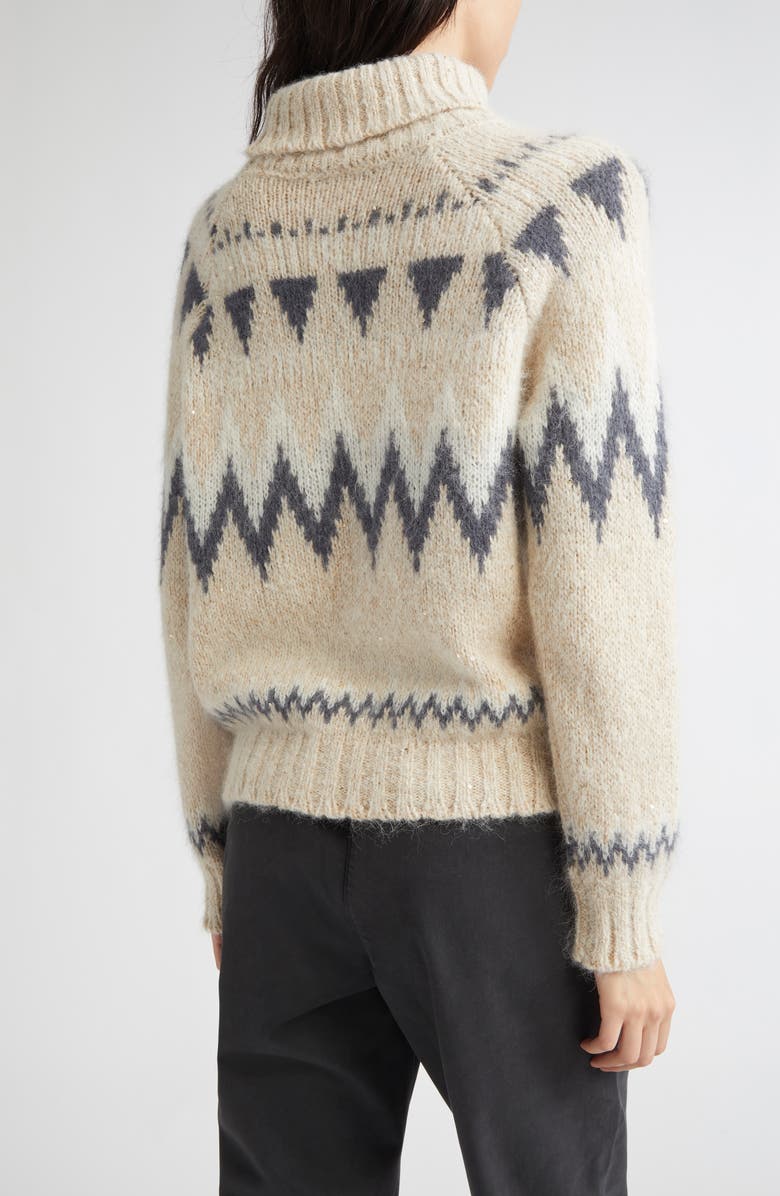 Eleventy Fair Isle Alpaca & Mohair Blend Turtleneck Sweater, Alternate, color, 02 Sand