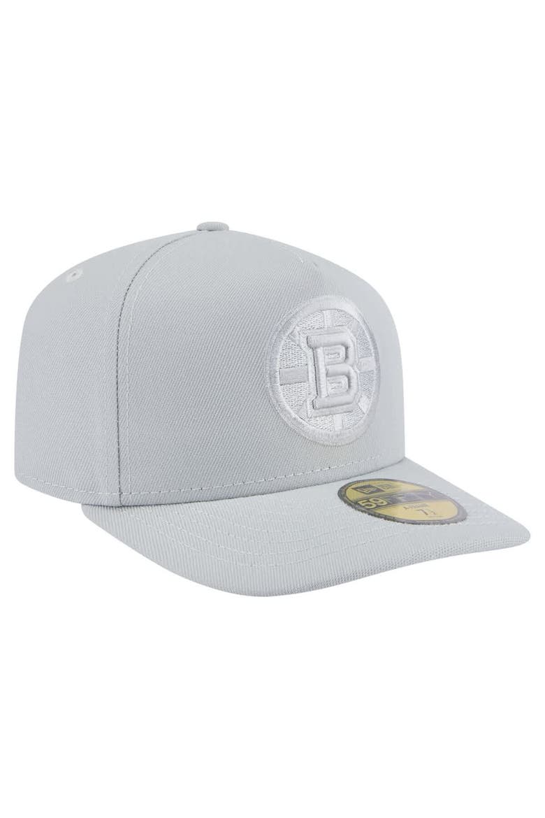 Men's New Era Gray Boston Bruins Color Pack A-Frame 59FIFTY Fitted Hat, Alternate, color, Gray