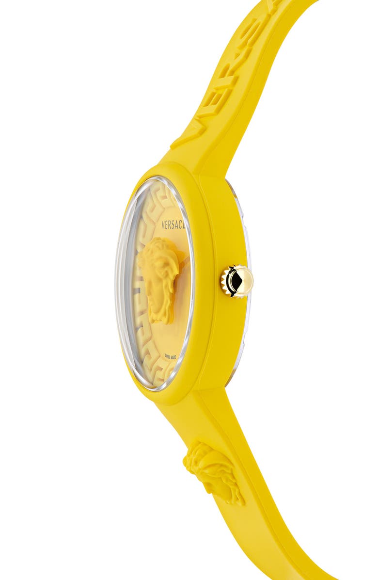 Versace Medusa Pop Silicone Watch, 39mm, Alternate, color, Yellow