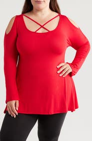 24seven Comfort Apparel Crisscross Strap Jersey Top