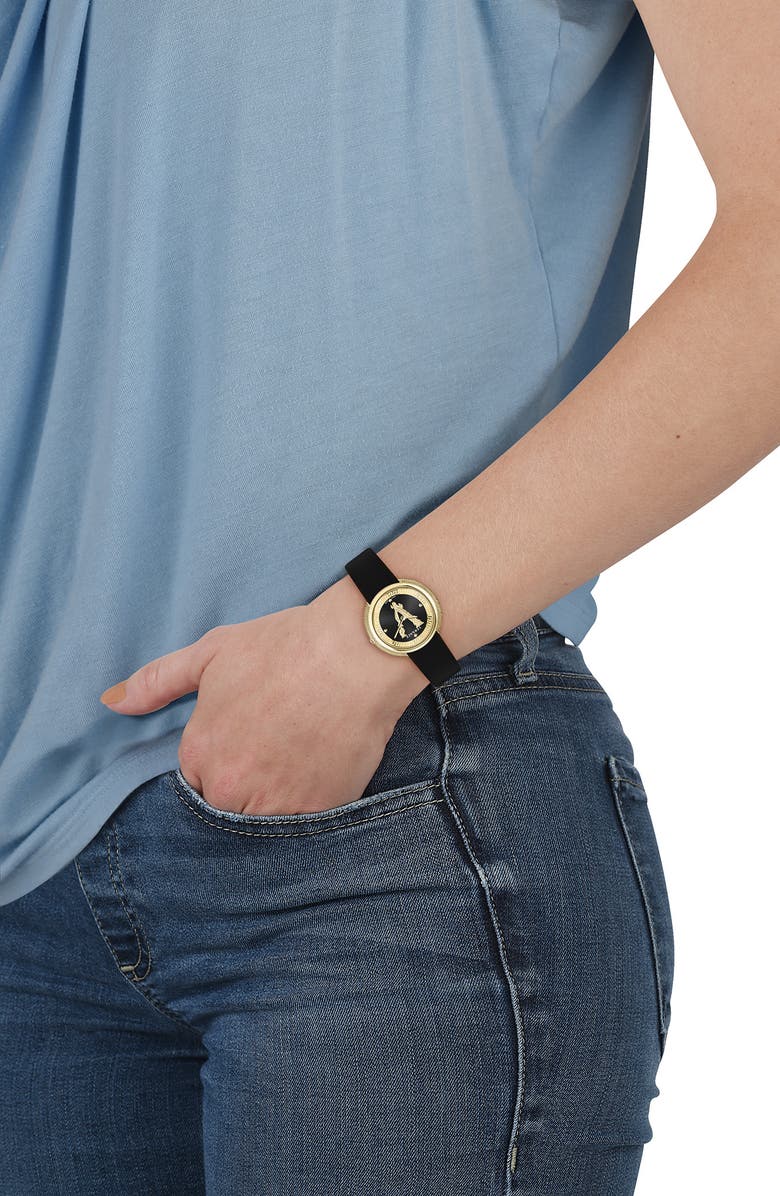 Versace Leather Strap Watch, 38mm, Alternate, color, 