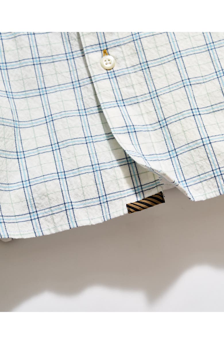 Billy Reid Seersucker Plaid Stretch Cotton Button-Up Shirt, Alternate, color, White