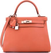Pre-Owned Hermes Kelly Handbag Verso Evercolor with Palladium Hardware 28
