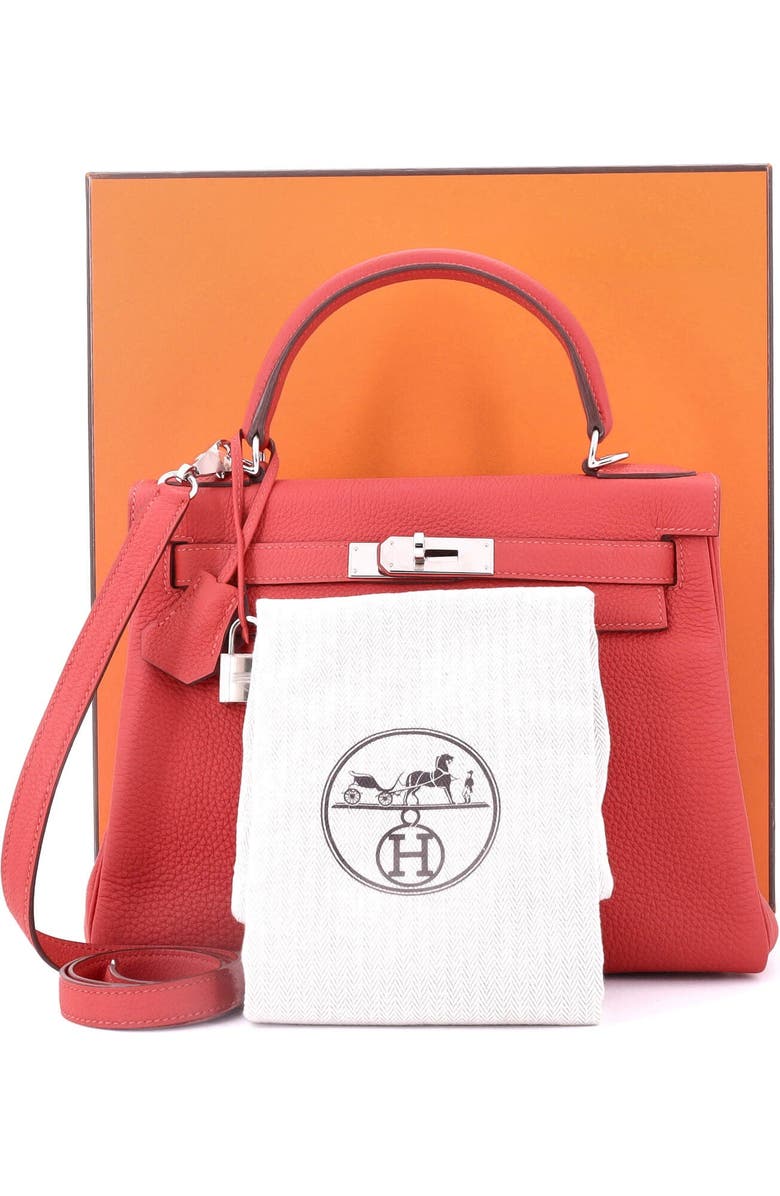 Pre-Owned Hermes Kelly Handbag Red Clemence with Palladium Hardware 28, Alternate, color, Rouge Piment