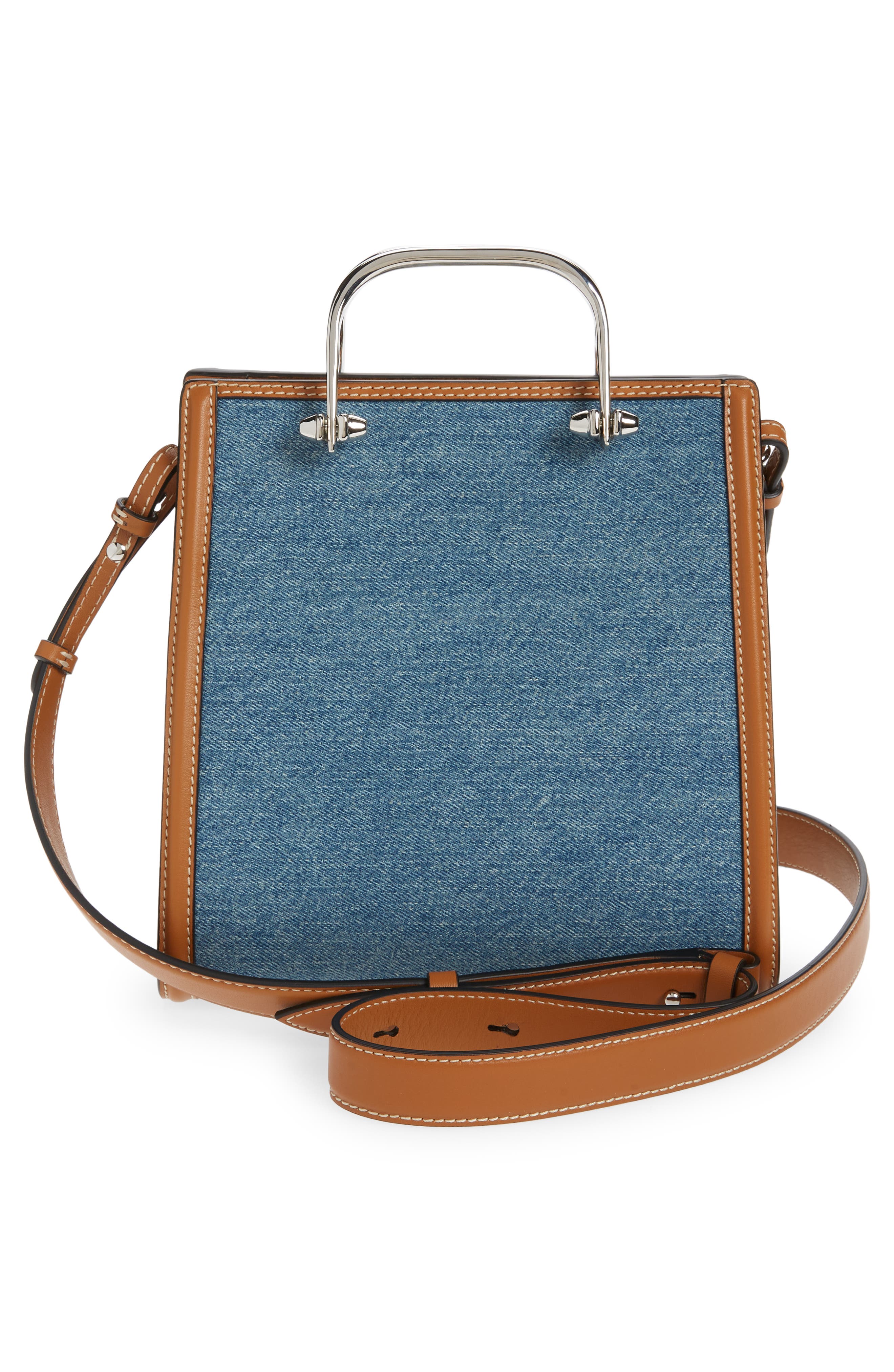 McQueen Alexander McQueen The Short Story Denim & Leather Shoulder Bag, Alternate, color, 