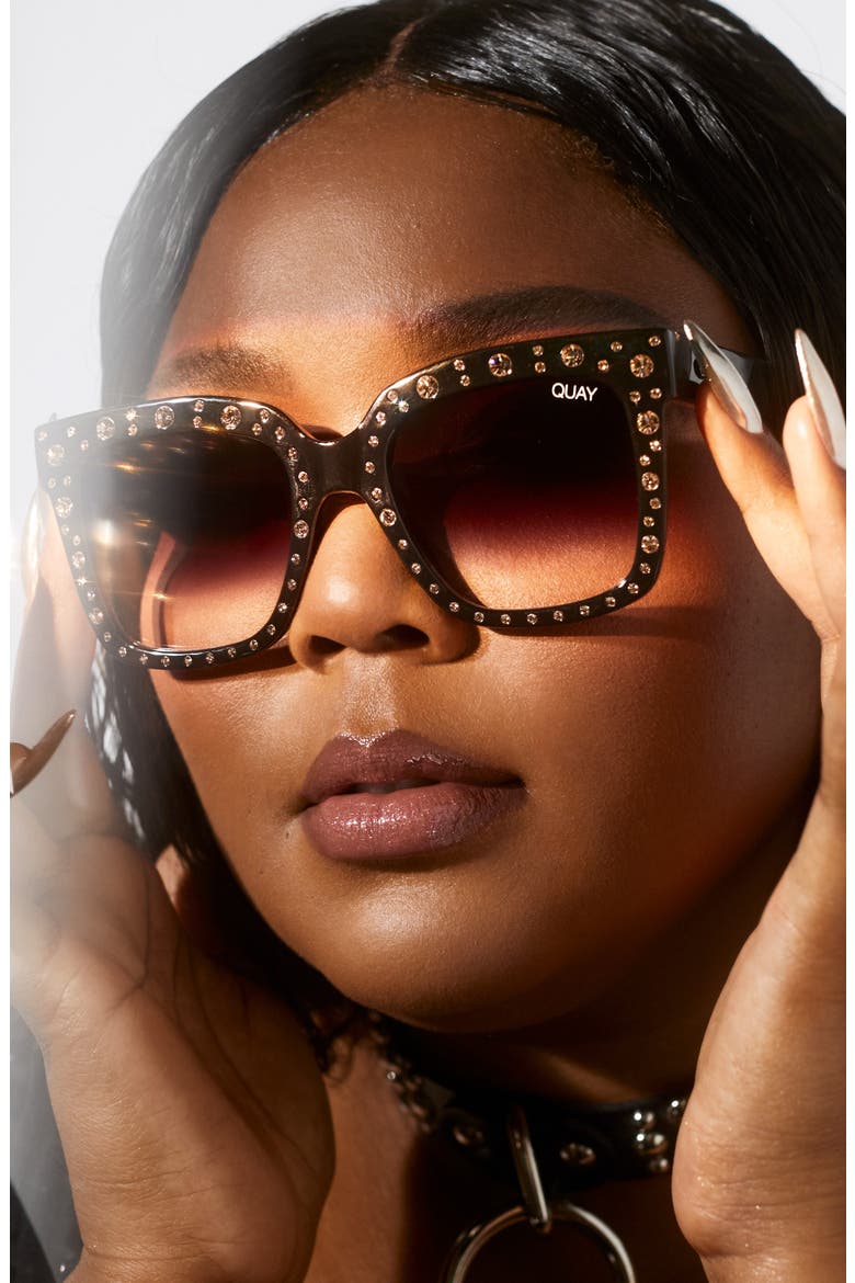 Icy 51mm Gradient Square Sunglasses, Alternate, color, BLACK ROSE/ FADE