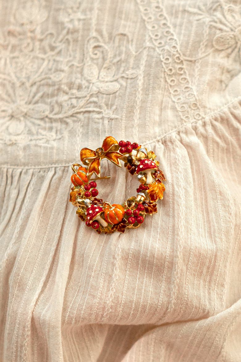 Pumpkin Hedgehog Brooch, Alternate, color, Pumpkin Hedgehog