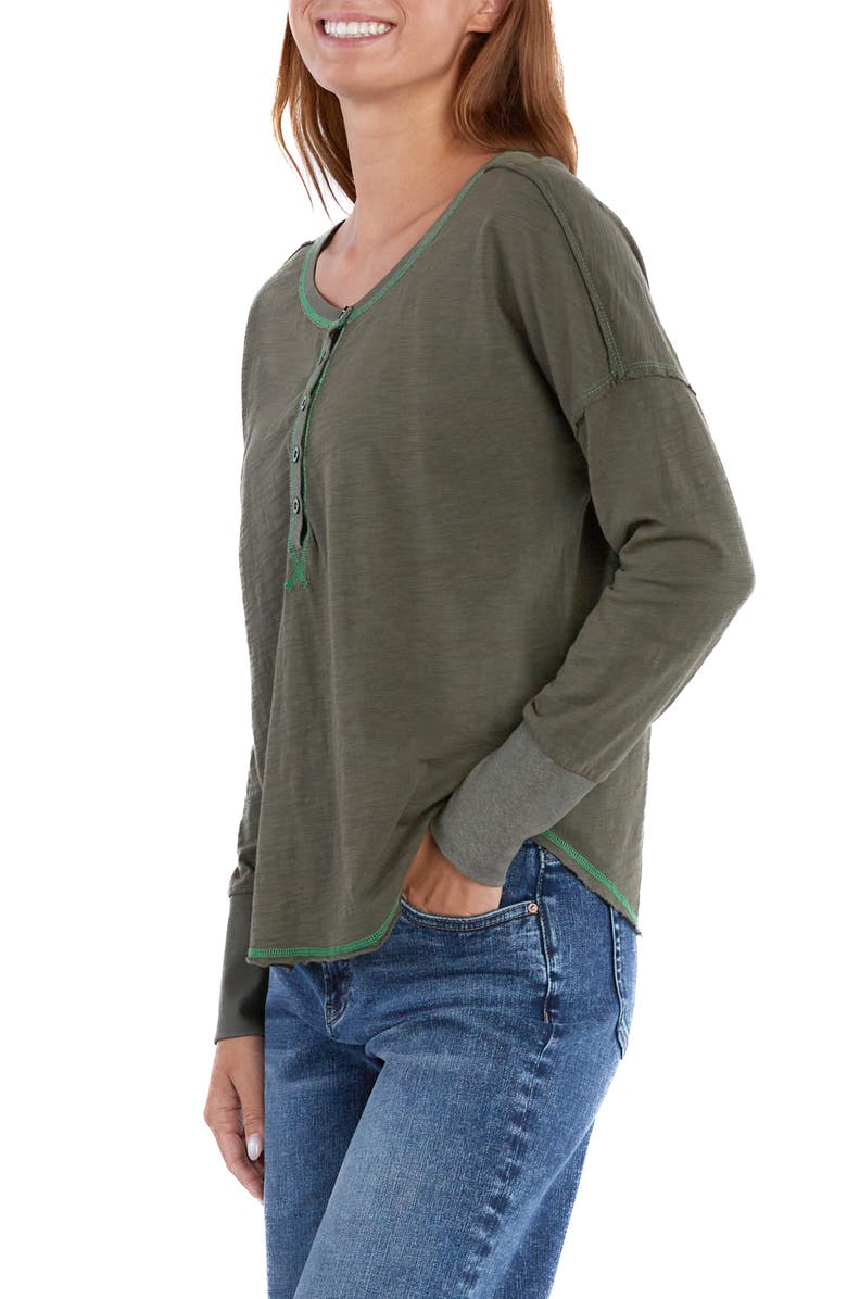 Billy T Parker Cotton Henley, Alternate, color, Army