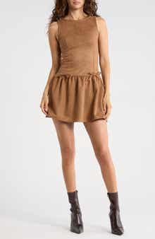 Madden Girl Faux Suede Sleeveless Drop Waist Minidress